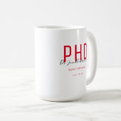 Graduate Keepake Red Black Name PhD Kaffeetasse (VorderseiteRechts)