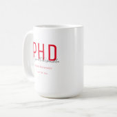 Graduate Keepake Red Black Name PhD Kaffeetasse (Vorderseite Links)