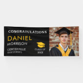 Graduate-Klasse des Gold Black Foto-Abschlusses Banner (Horizontal)