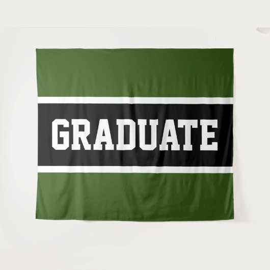 GRADUATE Leichtathletik Dunkelgrüne Schwarz-weiße Wandteppich (Vorderseite (Horizontal))