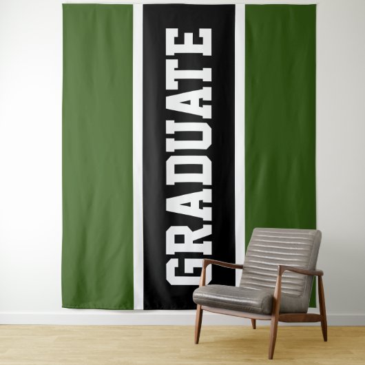 GRADUATE Leichtathletik Dunkelgrüne Schwarz-weiße Wandteppich (Beispiel)