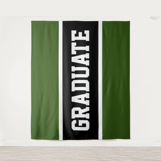 GRADUATE Leichtathletik Dunkelgrüne Schwarz-weiße Wandteppich (Vorderseite)