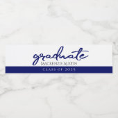 Graduate Light Blue | Robin Egg Brush Script Wasserflaschenetikett (Einzelnes Label)