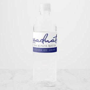 Graduate Light Blue   Robin Egg Brush Script Wasserflaschenetikett