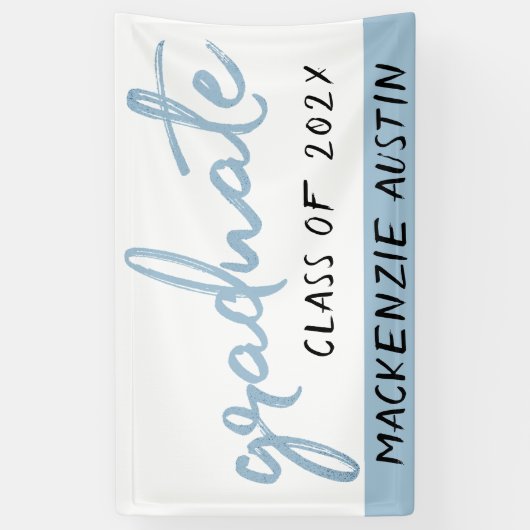 Graduate Light Blue Script | Robin Egg Brush Banner (Vertikal)