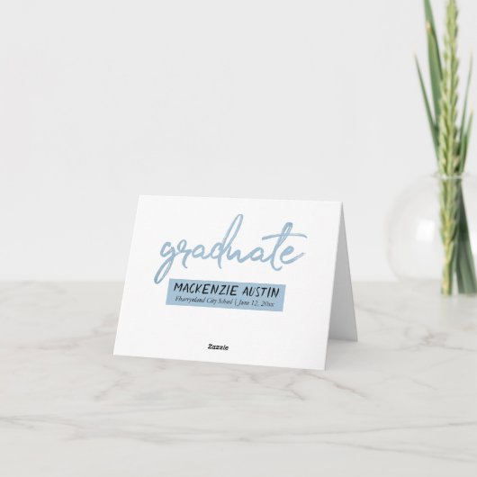 Graduate Light Blue Script | Robin Egg Brush Dankeskarte (Rückseite)