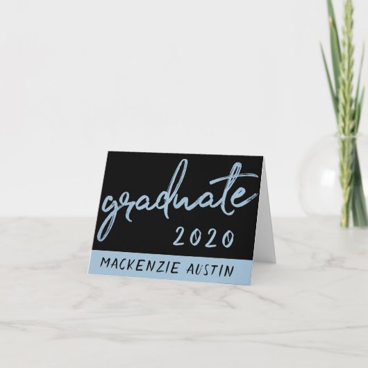 Graduate Light Blue Script | Robin Egg Brush Dankeskarte (Vorderseite)
