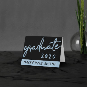 Graduate Light Blue Script   Robin Egg Brush Dankeskarte