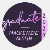 Graduate Light Blue Script | Robin Egg Brush Runder Aufkleber (Vorderseite)