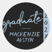 Graduate Light Blue Script | Robin Egg Brush Runder Aufkleber (Vorderseite)