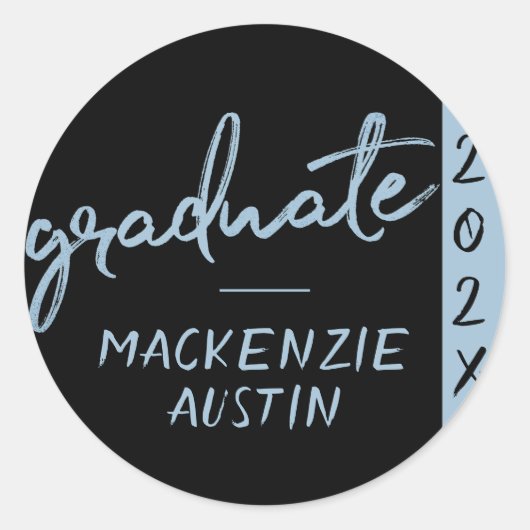 Graduate Light Blue Script | Robin Egg Brush Runder Aufkleber (Vorderseite)