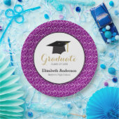 Graduate Lila and Gold Graduation Party Pappteller (Party)