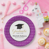 Graduate Lila and Gold Graduation Party Pappteller (Party)