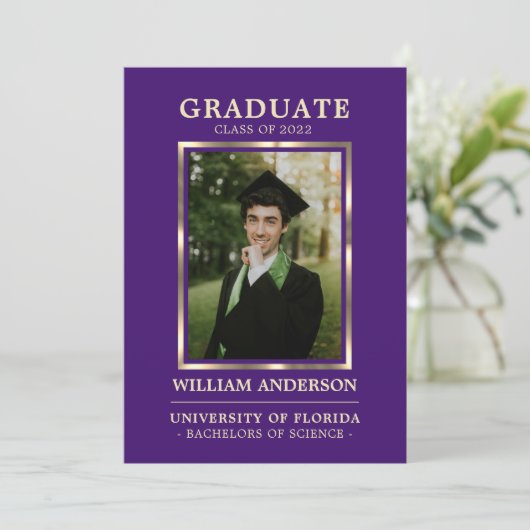 Graduate Lila Gold Frame Class | FOTO Ankündigung (Stehend Vorderseite)