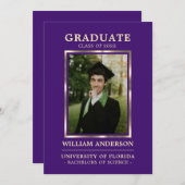 Graduate Lila Gold Frame Class | FOTO Ankündigung (Vorne/Hinten)