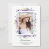 Graduate Lila Shades Blume & Branches Foto Einladung (Vorderseite)