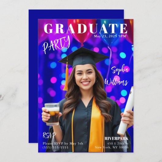 Graduate Magazine Cover Einladung (Vorne/Hinten)