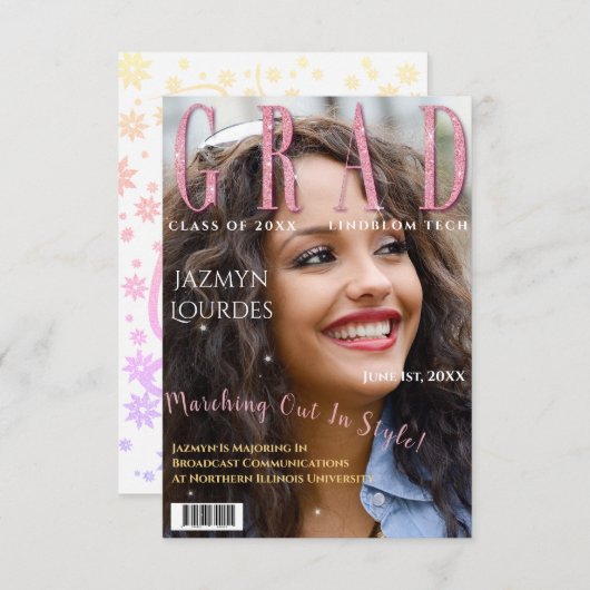 Graduate Magazine Cover Foto Abschluss Ankündigung (Vorne/Hinten)
