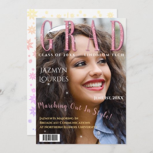 Graduate Magazine Cover Foto Abschluss Ankündigung (Vorne/Hinten)