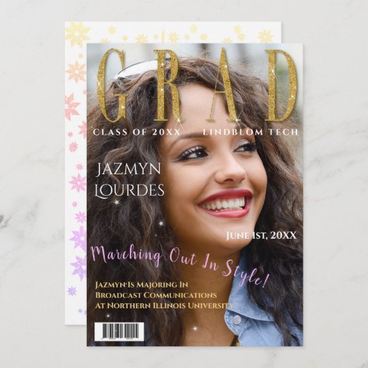 Graduate Magazine Cover Foto Abschluss Ankündigung (Vorne/Hinten)