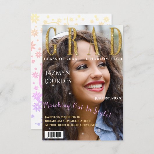 Graduate Magazine Cover Foto Abschluss Ankündigung (Vorne/Hinten)