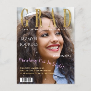 Graduate Magazine Cover Foto Abschluss Ankündigung Postkarte