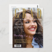 Graduate Magazine Cover Foto Abschluss Ankündigung Postkarte (Vorne/Hinten)