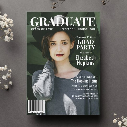 Graduate Magazine Cover Foto Graduation Party Einladung