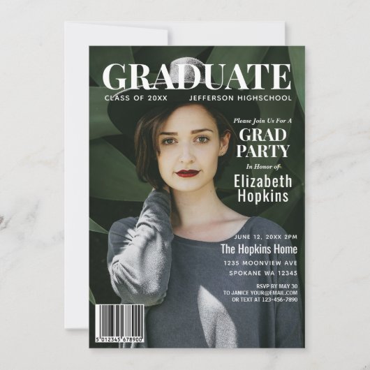 Graduate Magazine Cover Foto Graduation Party Einladung (Vorderseite)