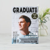 GRADUATE Magazine Cover Style 5 Foto Einladung (Stehend Vorderseite)