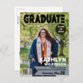 GRADUATE Magazine Cover Style Modernes Foto Ankündigungspostkarte (Vorne/Hinten)