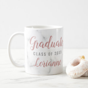 Graduate Marble Rose Gold Mit Monogramm Name Kaffeetasse