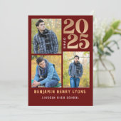 Graduate Maroon Class of 2025 Printable Einladung (Stehend Vorderseite)