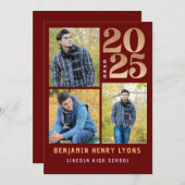 Graduate Maroon Class of 2025 Printable Einladung (Vorne/Hinten)