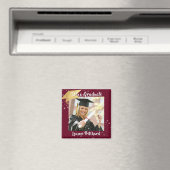 Graduate Maroon Gold Cap Brush Script Foto Stars Magnet (In Situ (Geschirrspüler))