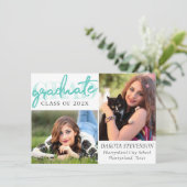 Graduate Mint Script | Light Green Brush Keepake Einladung (Stehend Vorderseite)