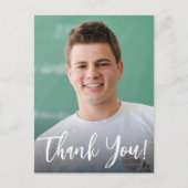 Graduate mit Foto Custom DANK Ankündigungspostkarte (Vorderseite)