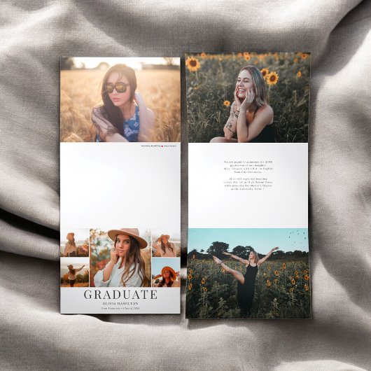 Graduate Modern 11 Foto Dreifach Gefaltete Ankündigung