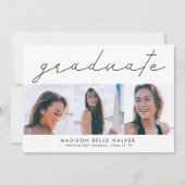 Graduate Modern 3 Foto Collage Graduation Party Einladung (Vorderseite)