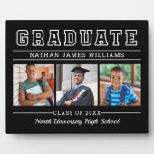 Graduate Modern Black 3 Foto Abschluss Fotoplatte (Vorderseite)