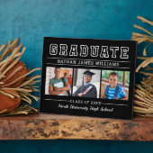 Graduate Modern Black 3 Foto Abschluss Fotoplatte (Seite)