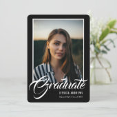 Graduate Modern Editable Foto Black | ABSCHLUSS Einladung (Stehend Vorderseite)