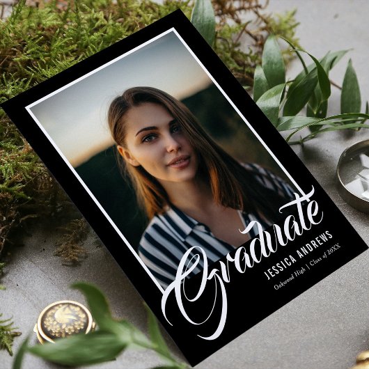 Graduate Modern Editable Foto Black | ABSCHLUSS Einladung