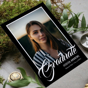 Graduate Modern Editable Foto Black   ABSCHLUSS Einladung