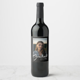 Graduate Modern Editable Foto Black   ABSCHLUSS Weinetikett