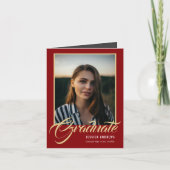 Graduate Modern Editable Foto Burgundy Abschluss Einladung (Vorderseite)