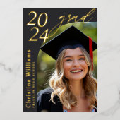 Graduate Modern Elegante Senior Foto Abschluss Folieneinladung (Vorderseite)