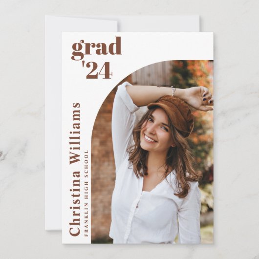 Graduate Modern Eleganter neutraler Foto Abschluss Ankündigung (Vorderseite)