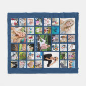 Graduate Modern Foto Collage Script Name Blau Fleecedecke (Vorderseite (Horizontal))