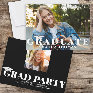 Graduate Modern Foto Simple Typografy Black Einladung